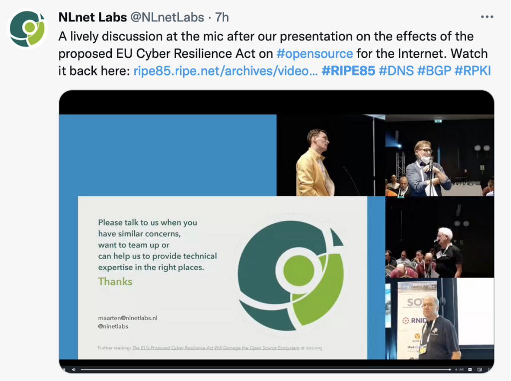 Tweet from NLNet Labs